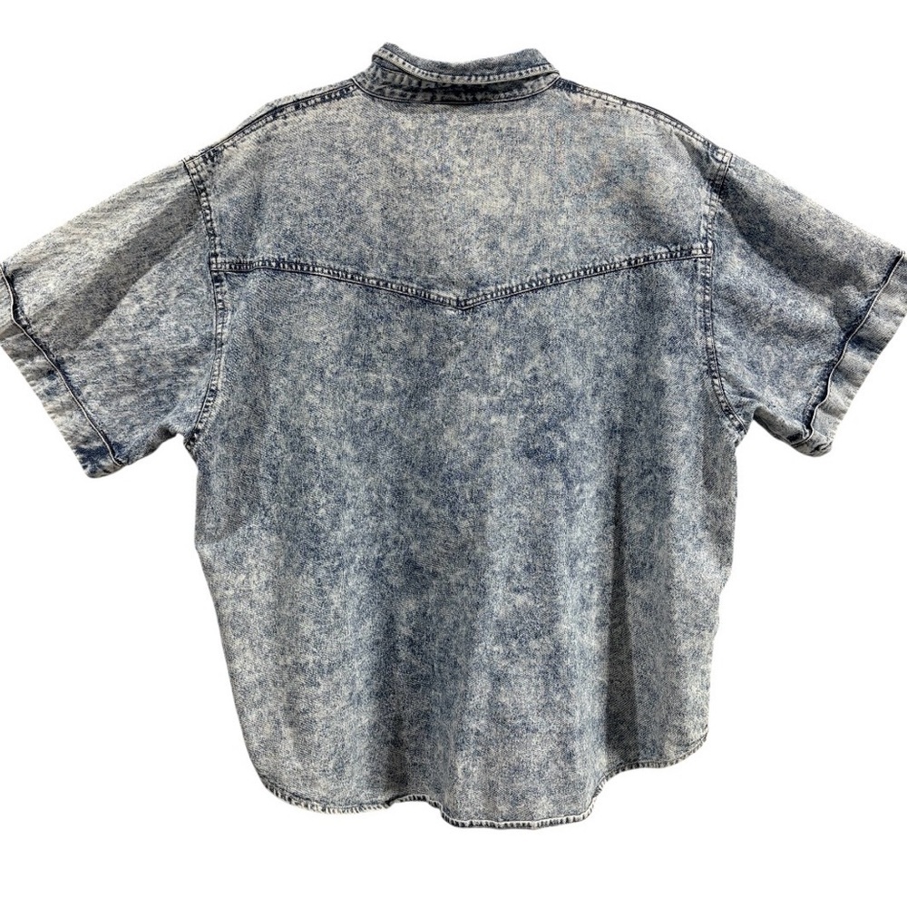 Vintage Acid Wash Denim Shirt Boho Western Size 22W Aztec Pocket - Picture 2 of 5